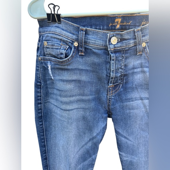 7 For All Mankind Josefina Skinny Boyfriend Jeans Size 26 Distressed Button Fly - Picture 3 of 10